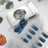 24Pcs Blue Press on Nails Medium Square Fake Nails with