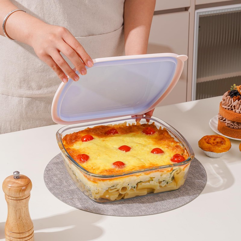 NUTRIUPS Glass Baking Dish with BPA Free Lids, Square Baking