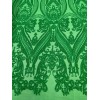Mia Fabrics Inc. Damask Fabric - Green - Embroidered Design