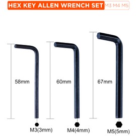 YoiYee Hex Key Allen Wrench Set (M3, M4, M5), L-Shaped Metric and Imperial Alloy Steel Hex Key Kit, Pack of 3