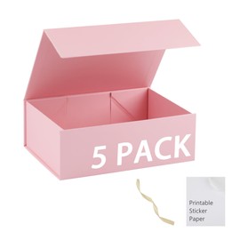 MUMUPACK Pink Gift Box,10x7.3x3.5 Gift Boxes With Lids For Presents Includes Ribbon And Diy Printable Sticker Paper,Bridesmaid Proposal Box,Magnetic Gift Box For Birthday,Wedding,Graduation