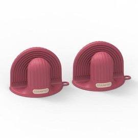 Cosamtec Silicone Oven Mitts Heat Resistant Mini Oven Gloves and Pot Holders Set for Kitchen Non Slip Waterproof Pinch Grips for Cooking and Baking Set of 2