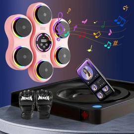 Music Boxing Machine, Boxing Wall Mount Machine For Adult, Smart Boxing Traineing Machine With Boxing Gloves, Boxing Workout Equipment Target For Home, Office, Gym (Upgrade) - Colour: PINK