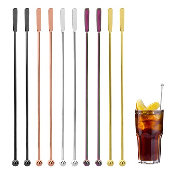 10 Pcs 7.2-inch Cocktail Paddle Drink Stirrers Stainless Steel Coffee
