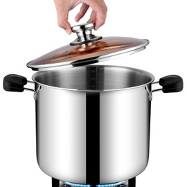 Onader 12 Quart Stainless Steel Stock Pot for Cooking Large Soup Pot with Lid & Anti-Scald Handles Tri-Ply Induction Stockpot