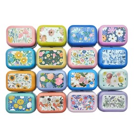 CCUUHJ 8Pcs Mini Flower Tin Trinket Jewelry Organizer Storage Box Decorative Boxes Small Metal Tins with Hinged Lids Portable Box Containers Gift for Mother (Flower 02)