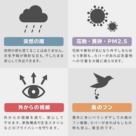 420D Thick and Durable, Width 63.0 inches (160 cm), Laundry Cover, Rain Cover, Curtain, Veranda, Blindfold Cover, Clothesline Cover, Compact Storage, Laundry Net, Sun Protection, Rainy Weather, Shade