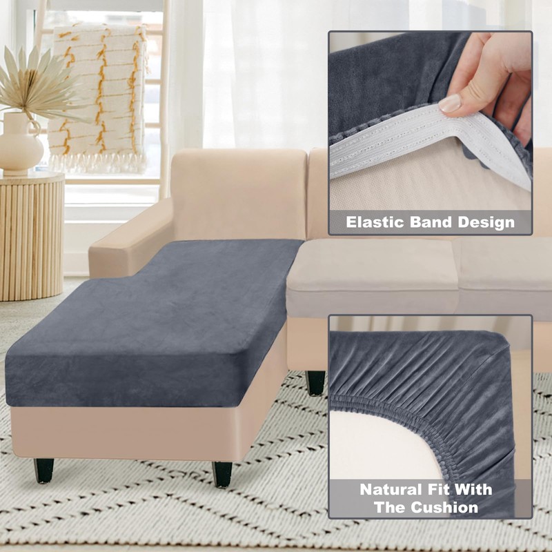 NAISI Sectional Couch Cover 1 Piece Velvet Separate Chaise Lounge