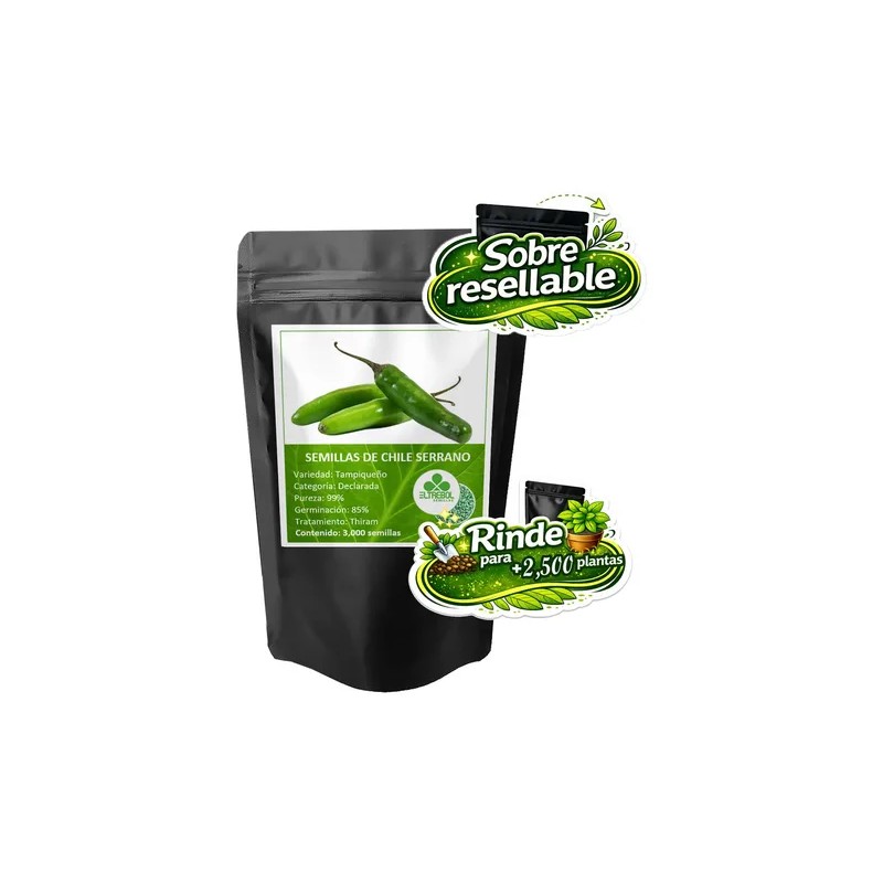 Semillas de Chile Serrano El Trébol para Huerto y Jardín