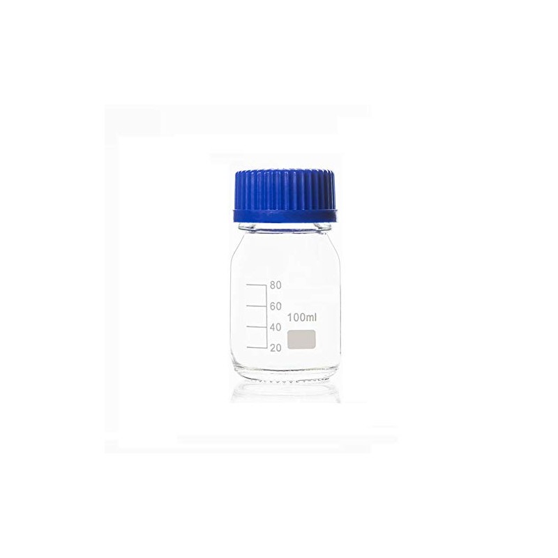 NATUWORLD 100ml/3.4オンス 空 厚いガラス 目盛り付き試薬ボトル ブルースクリューキャップ付き 実験室用化学剤ボトル 液体保存容器 ジャーポット