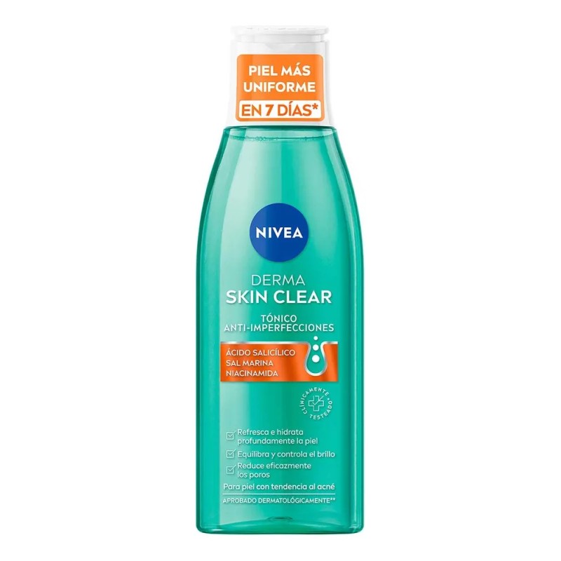 Nivea Derma Skin Clear tnico anti-imperfecciones 200 ml, limpia poros