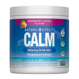 NATURAL VITALITY Mezcla de bebida de magnesio calmante y limón de frambuesa, 8 onzas