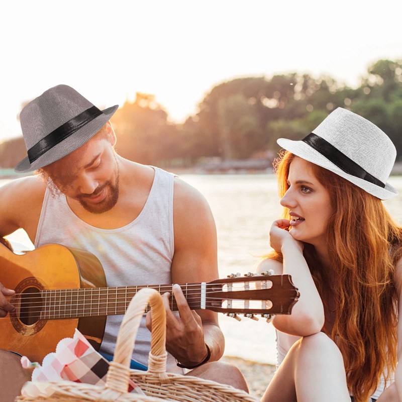 Ultrafun 5 Pack Short Brim Fedora Classic Summer Beach Sun