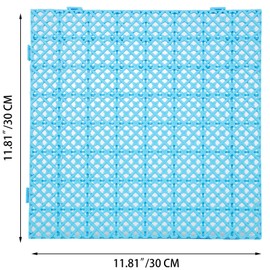 VEVOR Drainage Tiles Interlocking 25 Pack Blue, Outdoor Modular Interlocking Deck Tile 11.8x11.8x0.5 Inches, Dry Deck Tiles for Pool Shower Sauna Bathroom Deck Patio Garage