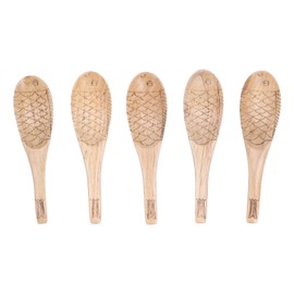 5Pcs Soup Spoon Fish Shaped Carved Wooden Rice Spoon Kitchen Tool for Mixing Cooking