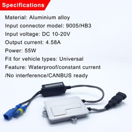 RUNEWAX HID Xenon Headlight Ballast DC 12V 55W CANBUS Error Free Universal Replacement Upgrade Halogen Bulb H1 H3 H7 H9 H11 9005 9006 9012, Pack of 2