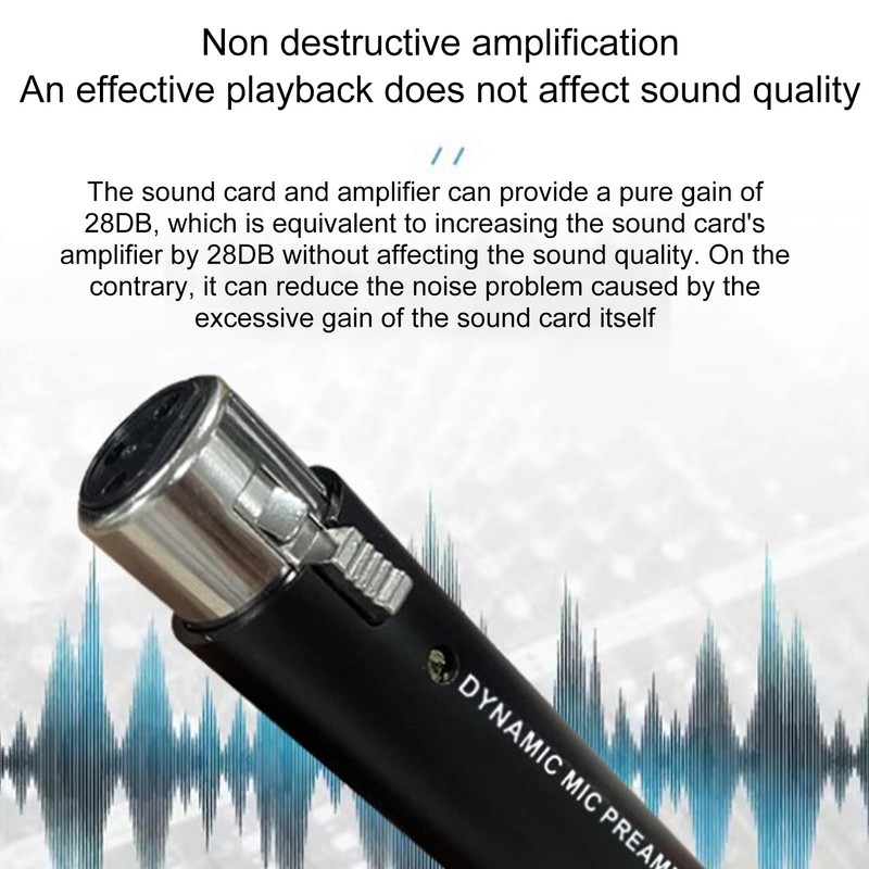 Mic Preamp with 28dB Gain, Compact Dynamic Microphone Booster with