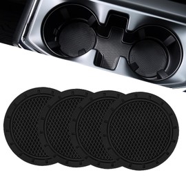 JOYTUTUS 4 Pack Car Cup Holder Coaster, Universal Anti-Slip Shockproof Car Coasters, 2.75 inch/6.8cm PVC Cup Holder Insert Coaster, Car Interior Accessories for Car, SUV, Truck (Black)