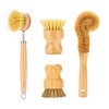SAMEBUTECO Bamboo Dish Brushes Sets 4 Tools in One Kitchen