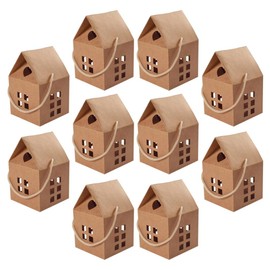 MAGICLULU 10pcs Christmas House Cardboard Treat Boxes House Shaped Paper Candy Box with Handles for Wedding Holiday Party Favor