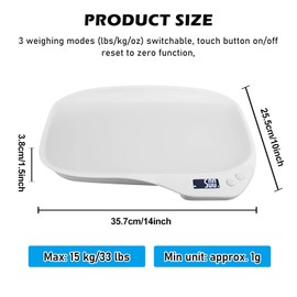 BORDEAG Digital Pet Scale Small Animal Scale 15kg (±1gram) with LCD Display for Kittens Puppies Hamsters