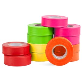 AdirPro 12 Pack Fluorescent Flagging Tape - Multipurpose Neon Marking Tape - Great Visual Labeling & Tagging for Home & Workplace Use (Multi-Color, 150 feet)
