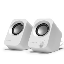 FUNLOGY PC Speakers, Stereo Speakers, Total 14W, USB Power, Deep Bass, Aux, 0.14 inch (3.5 mm) Pin Input, Japanese Brand, VGP2024 Award Winner, White