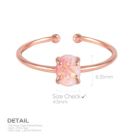 MUSTHAVE 18K Rose Gold Plated Opal Ring, White/Green/Pink, Adjustable Size (Rose Gold)