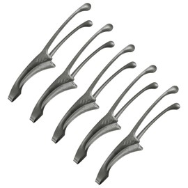 M METERXITY 5 Pcs Korean and Japanese BBQ Tongs 10 Inch Barbecue Tongs 430 Stainless Steel Kitchen Self-Standing Grill Non-Slip for Grill/Salad/Camping/Cooking [Black]