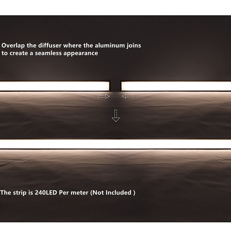 THMOOTHER LED Strip Black U Channel Diffuser 10-Pack 6.56FT,17X7.5MM Surface