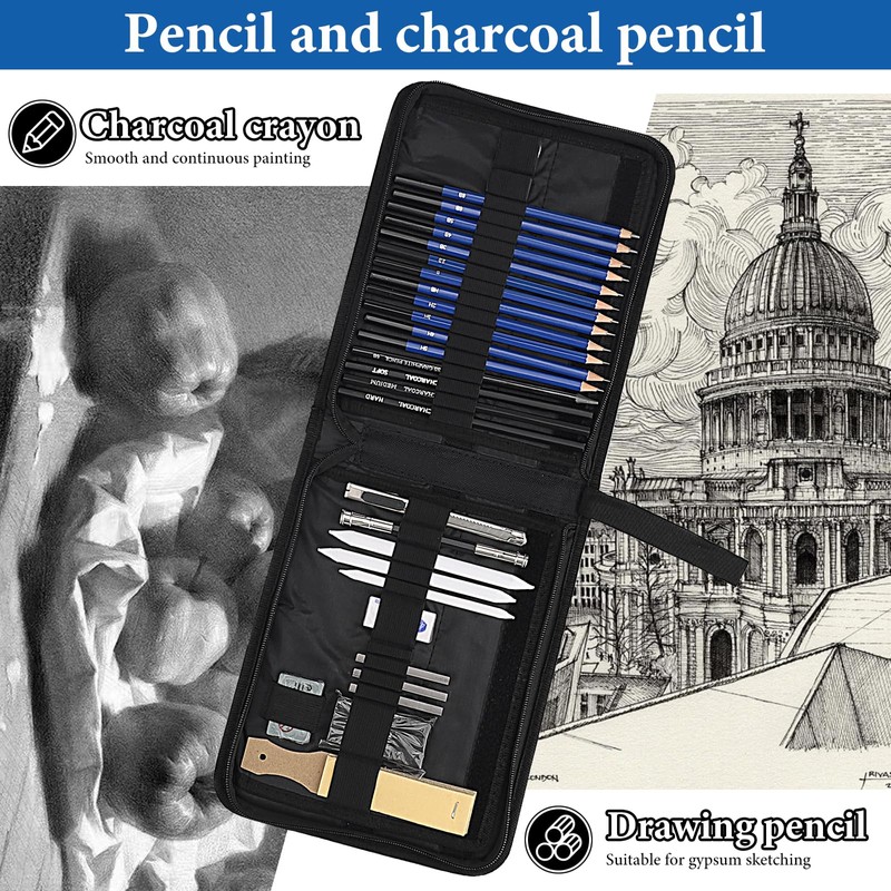 Lrocotanc Rofessionelle Drawing Sets 33 Pieces Sketching Pencils Drawing Pencils