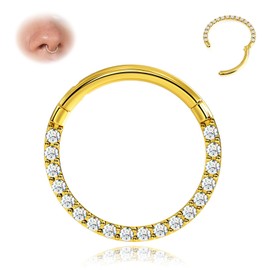 BodyBonita Hinge CZ Septum Piercing 316L Stainless Steel Nose Ring Hoop Earrings for Women 20G/18G/16G Cartilage Earrings Conch Helix Piercings Jewellery Rook Tragus Lobe Daith 6mm - 10mm, Stainless