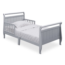 Delta Children Wood Sleigh Toddler Bed, Grey, Crib