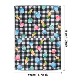 Easter Decorations Kitchen Towels,2Pcs 16x19In Happy Easter Dish Towels with Bunny Eggs Easter Hand Drying Tea Towel for Bathroom Kitchen Home Decor Housewarming Gift Party Supplies(Black white grid)