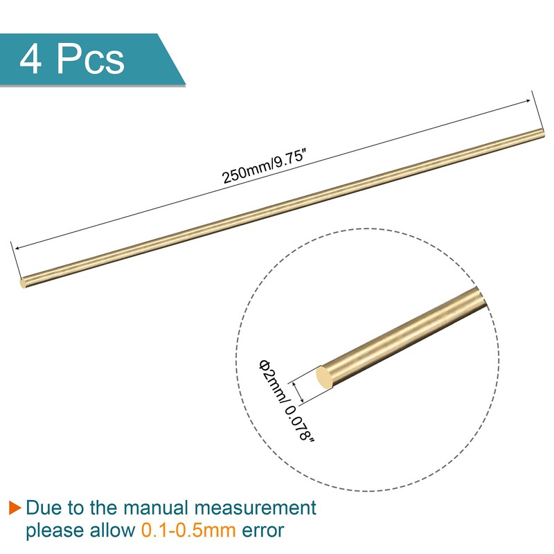 sourcing map Brass Round Bar Lathe for DIY Craft 2