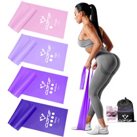 COFOF Fitness Bands Set of 4, Exercise Band with 4 Resistance Levels, Fitness Band with Carry Bag and Exercise Instructions (English language not guaranteed), Ideal for Yoga, Pilates, Strength