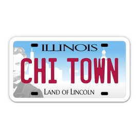 Squiddy Chi Town Chicago Illinois State License Plate Style - Vinyl Sticker for Car, Laptop, Notebook (5" Wide)