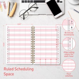 S&O Appointment Book with 15 Minute Slots - Daily Hourly Planner 6AM to 9PM - Salon Appointment Book - Appointment Calendar - Daily Schedule Book - Four-Column Day Planner with Hourly Schedule, 2023 +
