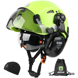 GREEN DEVIL Hard Hat Safety Helmet with Visor and Ear Muffs Men Women Vented Work Hardhat ANSI Z89.1 Cascos De Construccion for Industrial Construction Forestry