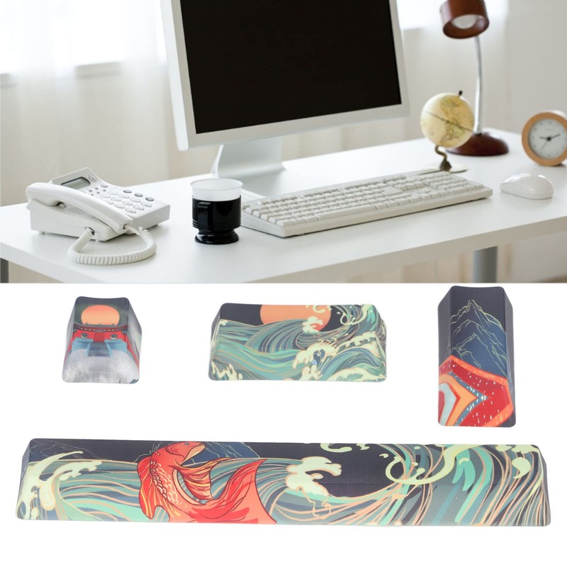 Sorandy 4pcs Custom Keycaps Style Bright Colours DIY PBT Cartoon