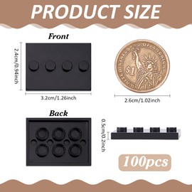 FINGERINSPIRE 100PCS Plastic Black Stand Bases 3.2x2.4cm Action Figure Stand Bases Model Display Support Stands Base Reusable 4 Pegs Model Support Stands for Action Figure Display GI Joe Motu