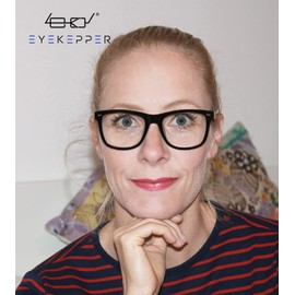 Eyekepper Readers Square Large Lenses Spring-Hinges Reading Glasses Women Black-Brown +1.25