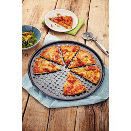 Stellar Non-Stick Crispy Crust Pizza Tin, 35cm, Dishwasher Safe, Carbon Steel, PFOA Free