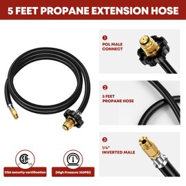 Extend a Stay RV Propane Kit - 5FT & 12FT Hoses, Brass Tee Adapter Kit 4-Port for Connection Between Auxiliary Cylinder or Appliances - Tank RV Camping