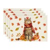 Artoid Mode Cat Pumpkins Maple Leaves Autumn Place Mats Set