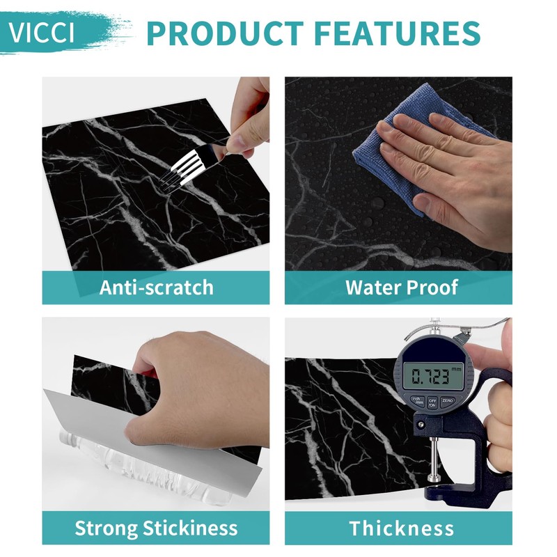 VICCI 24pcs Floor Tile Peel and Stick Wall Tiles Stickers