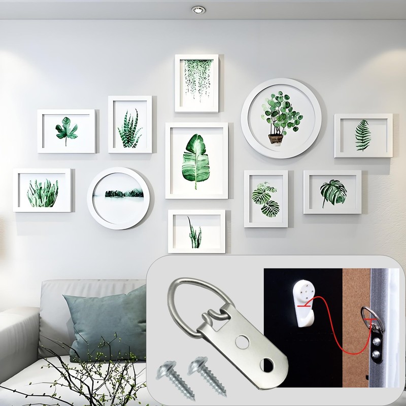 10 Sets Heavy-Duty Picture Hanging Kit, 10 Pack Stainless Steel