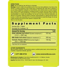 NEW NORDIC Active Liver, Daily Liver Supplement, Milk Thistle, Artichoke & Turmeric, for Men and Women, 30 Count (Pack of 1)