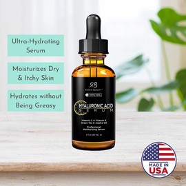 Radha Beauty Hyaluronic Acid Serum for Face, 2 fl. oz - Infused with Vitamin C + E + Green Tea & Jojoba Oil for Anti-Aging, Wrinkles, and Fine Lines - For Radiant and Healthy Skin