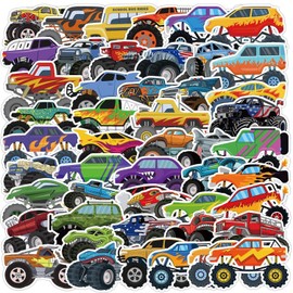 50Pcs Monster Trucks Vinyl Stickers,Monster Trucks Graffiti Stickers,Waterproof Sticker for Phone Laptop Bottles Skateboard Computer Phone Luggage Guitar Gifts Sticker for Kids Teens Girls